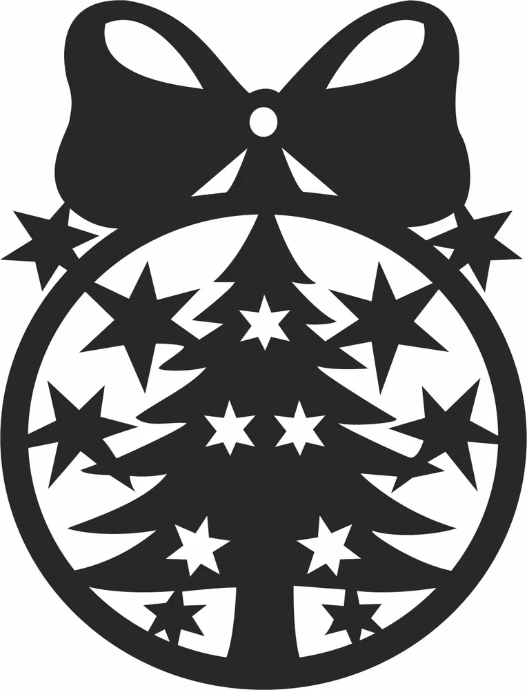 Christmas Tree Stars Decoration Ornament — full DXF linework preview