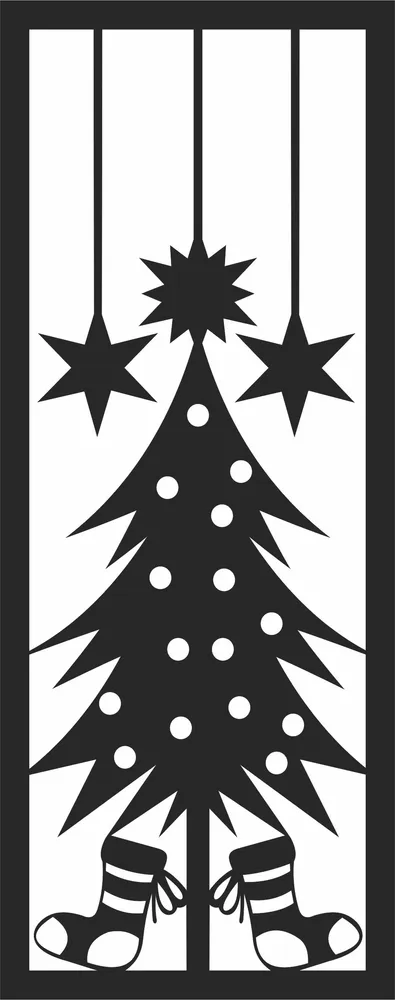 Christmas Tree Wall Decor Clipart — full DXF linework preview