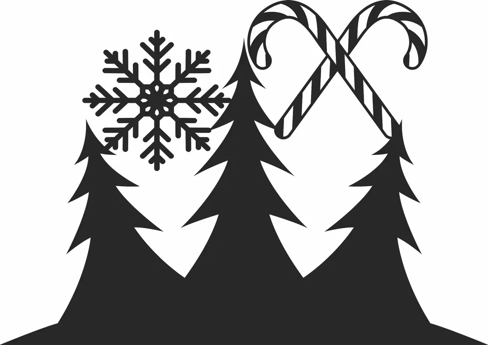 Christmas Trees Clipart — full DXF linework preview