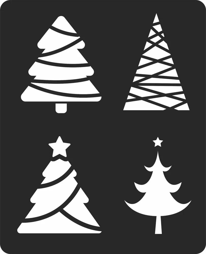 Christmas Trees Clipart — full DXF linework preview