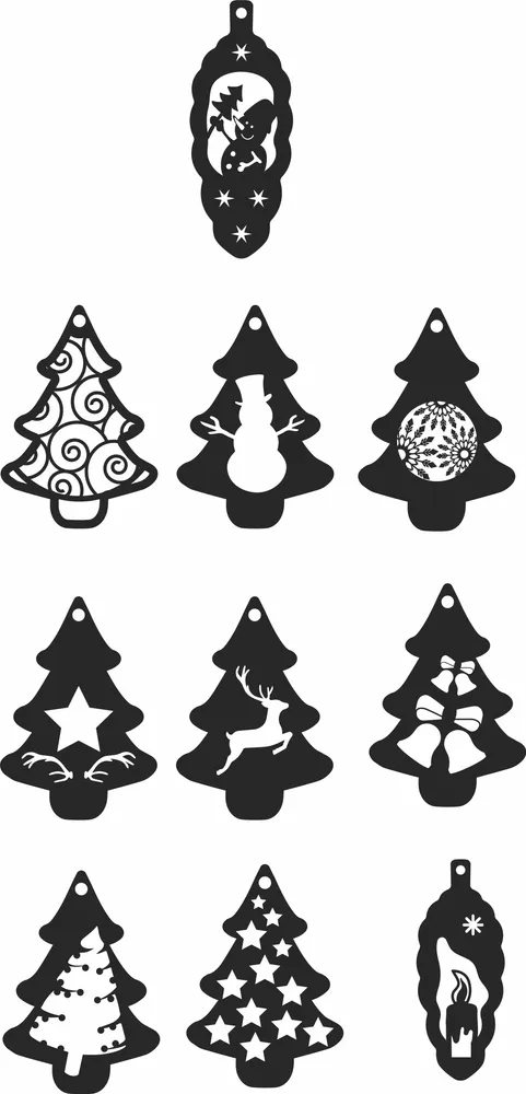 Christmas Trees Ornament — full DXF linework preview