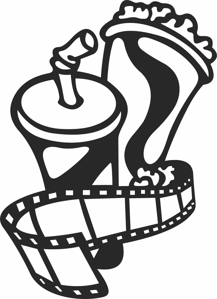 Cinema Popcorn and Soda Clipart — full DXF linework preview