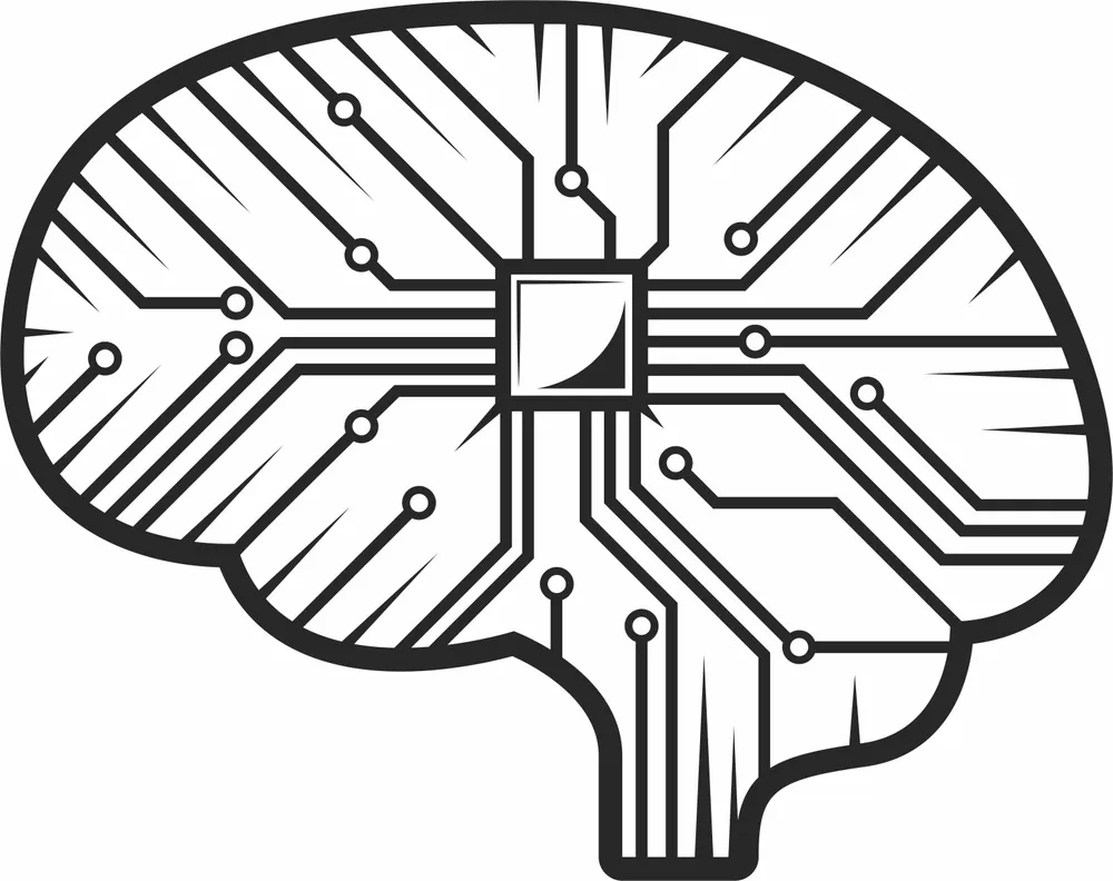 Circuit Board Brain Clipart — full DXF linework preview