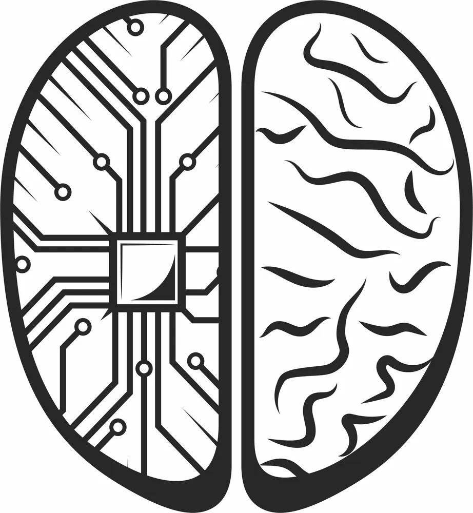 Circuit Board Brain Clipart — full DXF linework preview