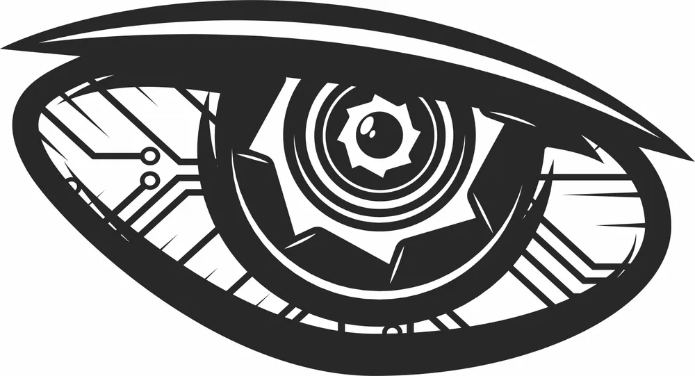 Circuit Board Eye Clipart — full DXF linework preview
