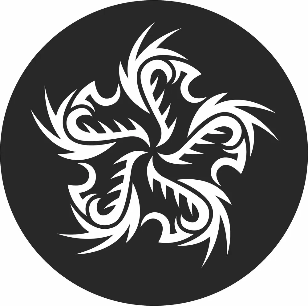Circular Five Point Tribal Star Emblem — DXF linework preview