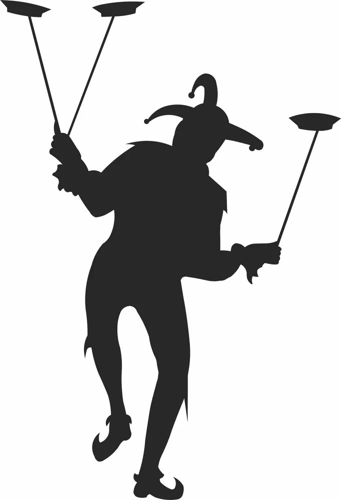 Circus Clown Joker Clipart — full DXF linework preview