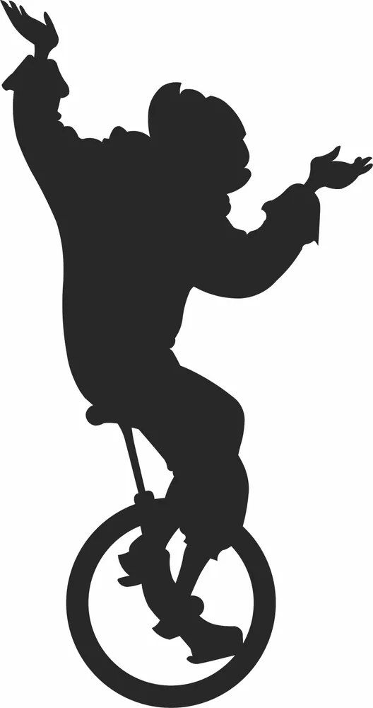 Circus Clown Unicycle Clipart — full DXF linework preview