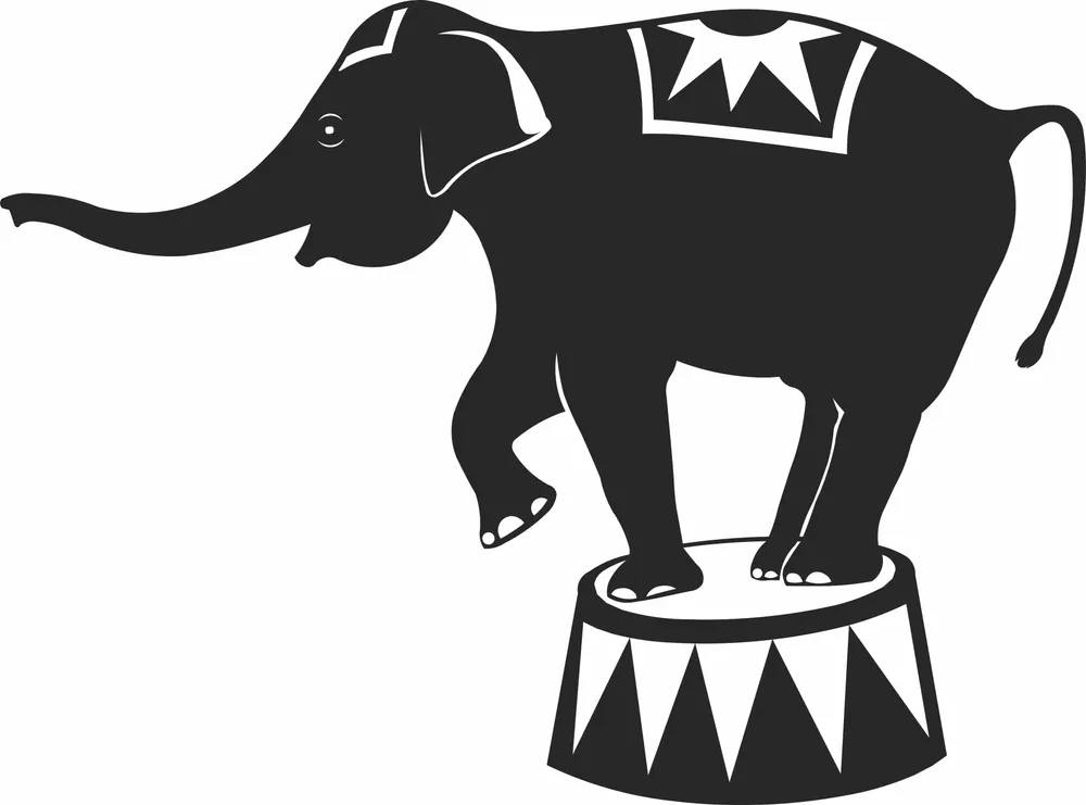 Circus Elephant Clipart — full DXF linework preview