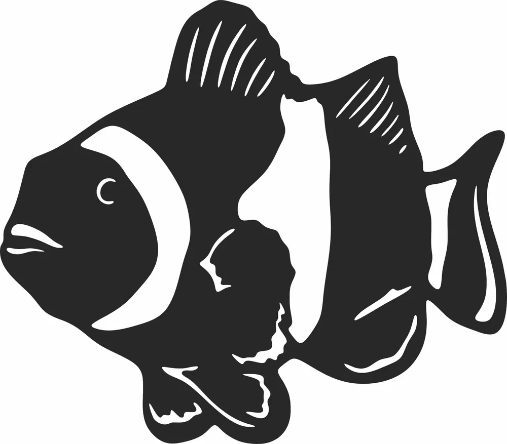 Clownfish Silhouette — full DXF linework preview