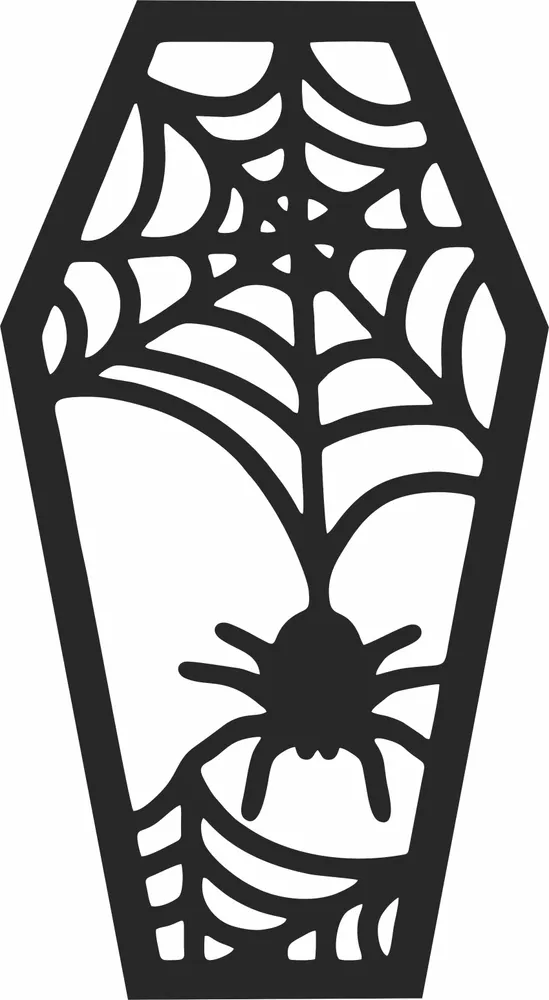 Coffin for Halloween Spider Clipart — full DXF linework preview