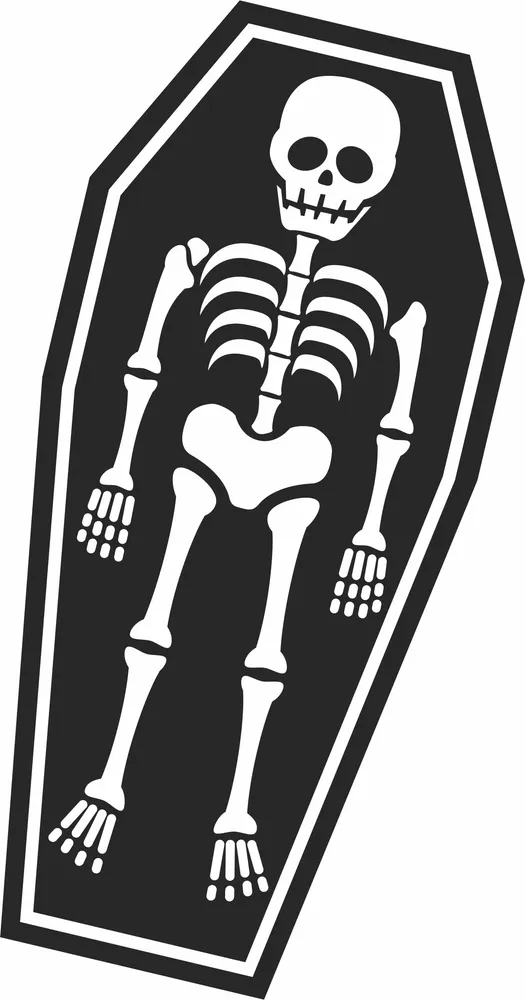 Coffin Skull Halloween Clipart — full DXF linework preview