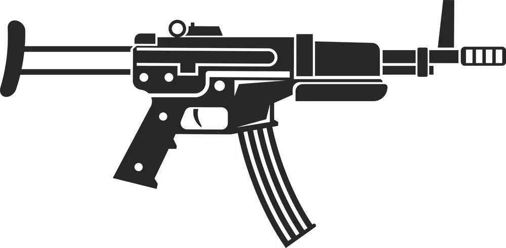 Compact Assault Rifle Design — full DXF linework preview