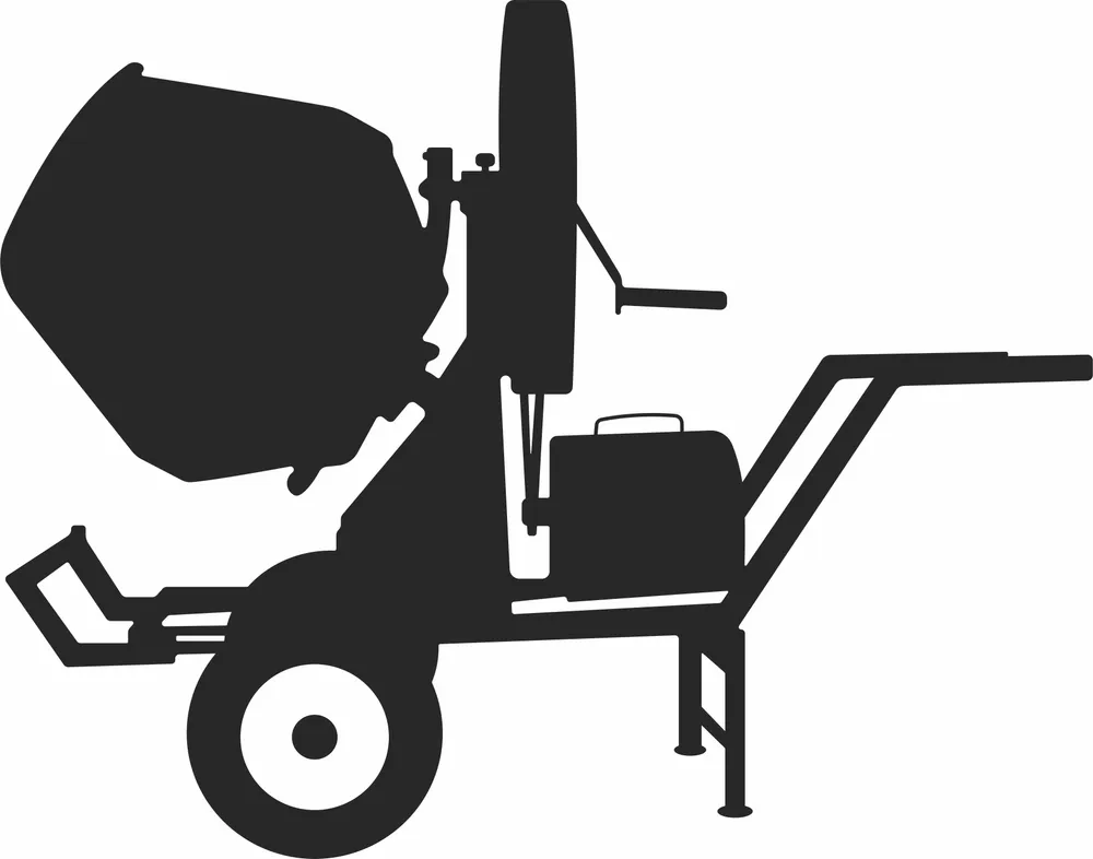 Concrete Mixer Clipart — full DXF linework preview