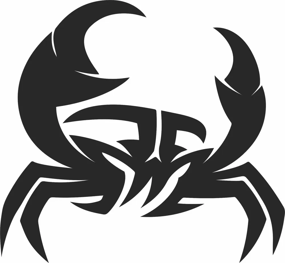 Crab Tribal Clipart — full DXF linework preview