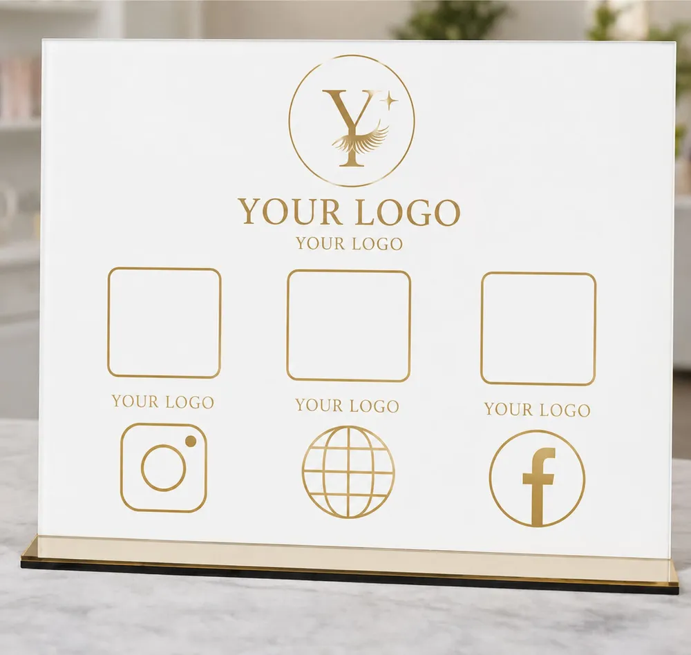 Custom Social Media QR Code Sign — DXF linework preview