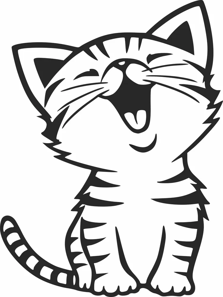 Cute Cat Clipart — full DXF linework preview