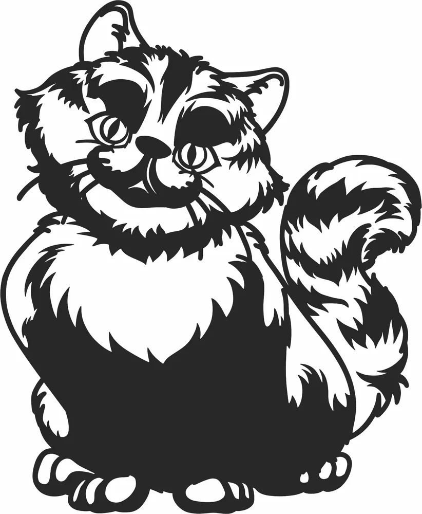 Cute Cat Clipart — full DXF linework preview
