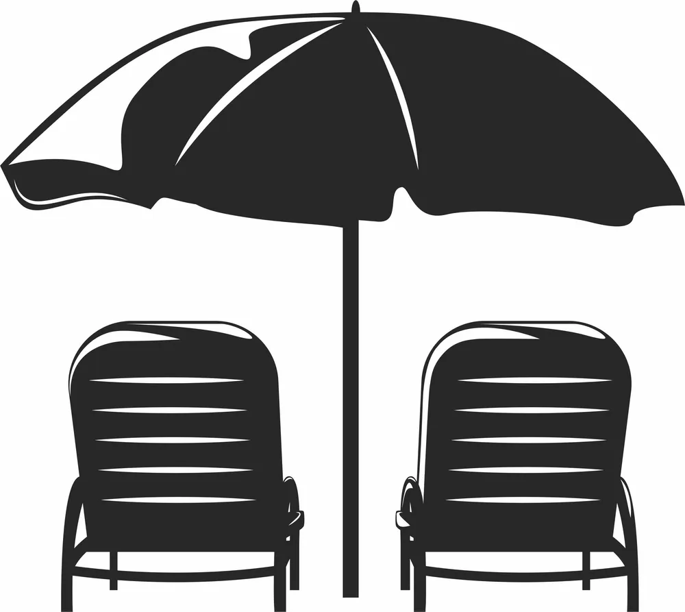 Deckchair Umbrella Clipart — full DXF linework preview