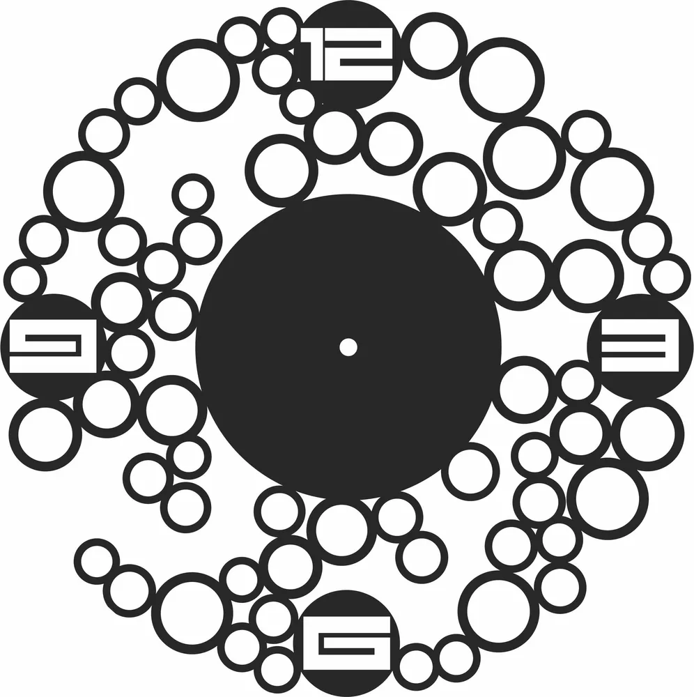 Decorative Circles Wall Clock Clipart — full DXF linework preview