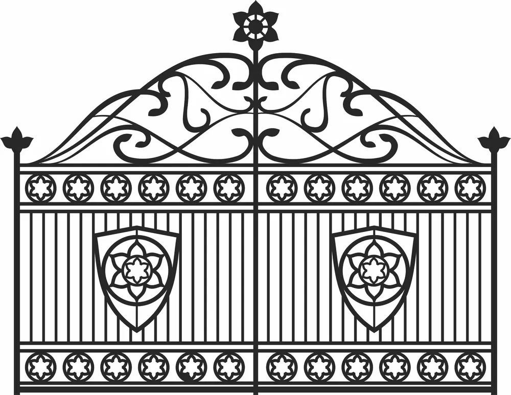 Decorative Fences Gates Clipart — full DXF linework preview