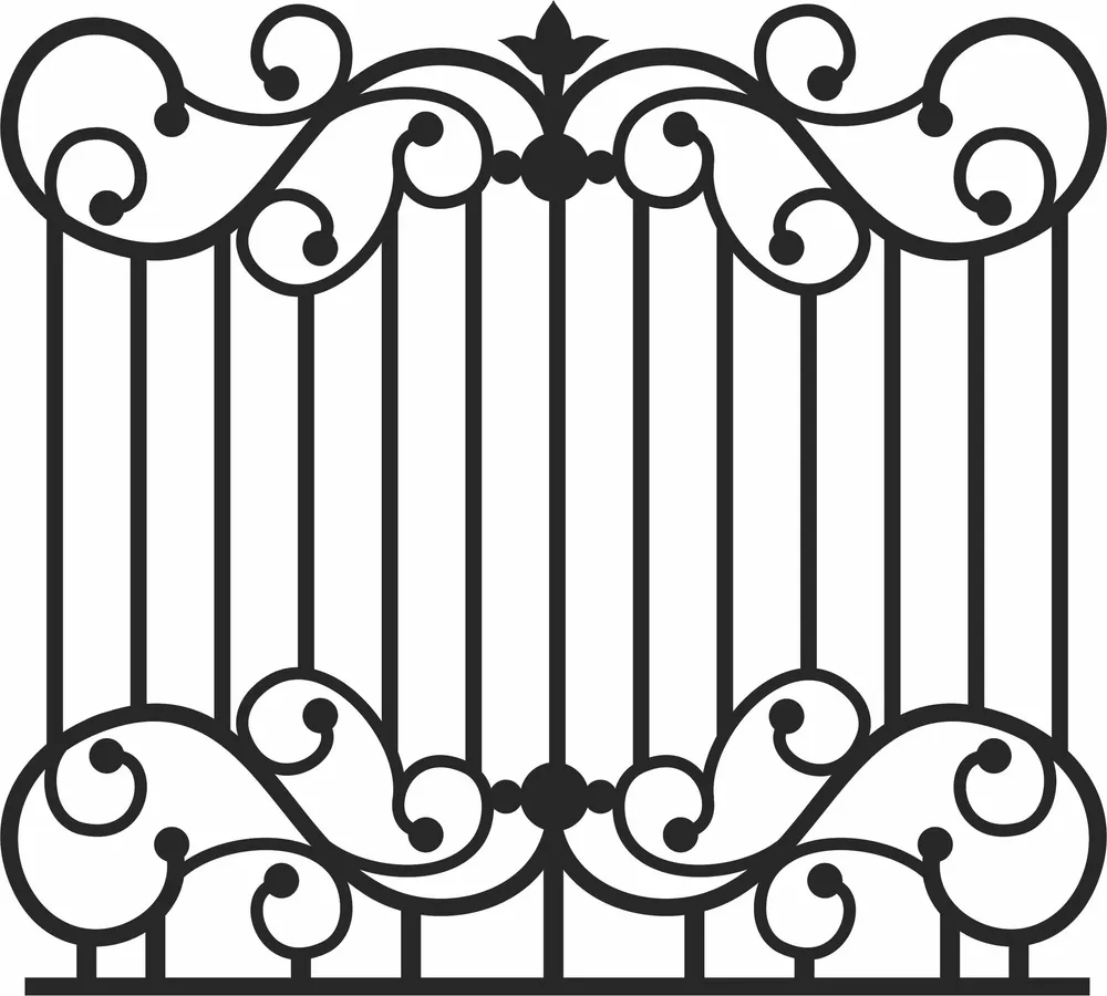 Decorative Fences Gates Clipart — full DXF linework preview