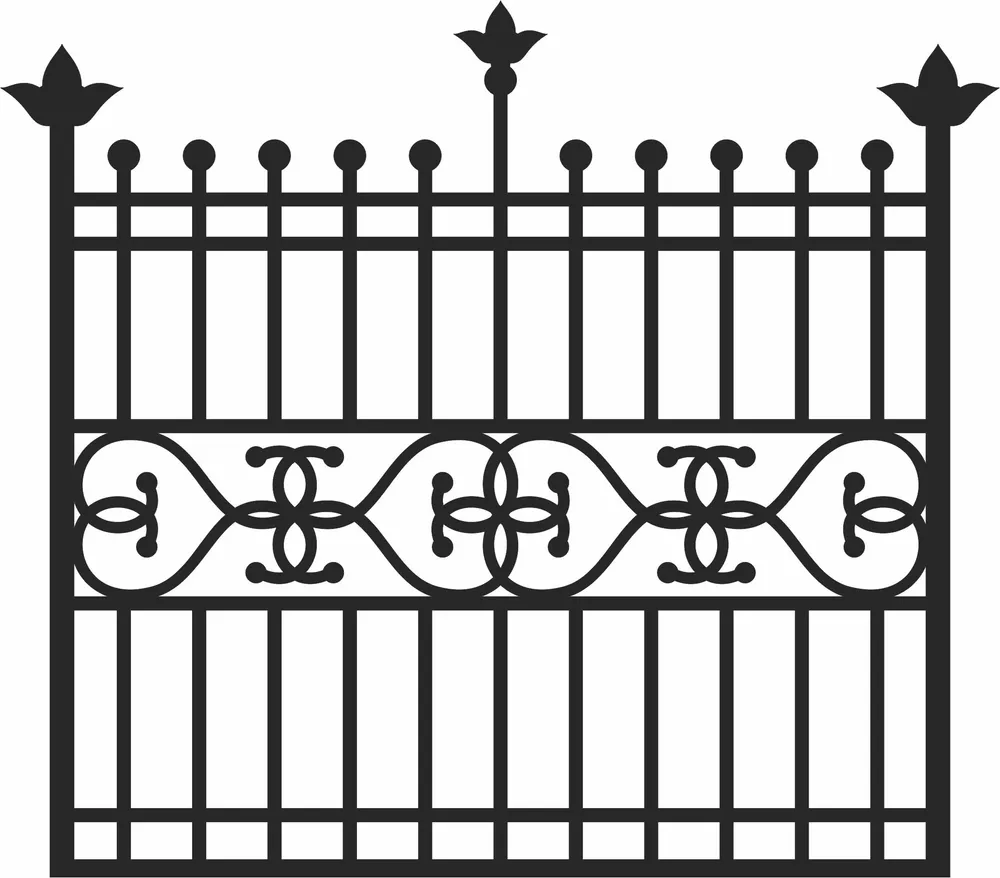 Decorative Fences Gates Clipart — full DXF linework preview