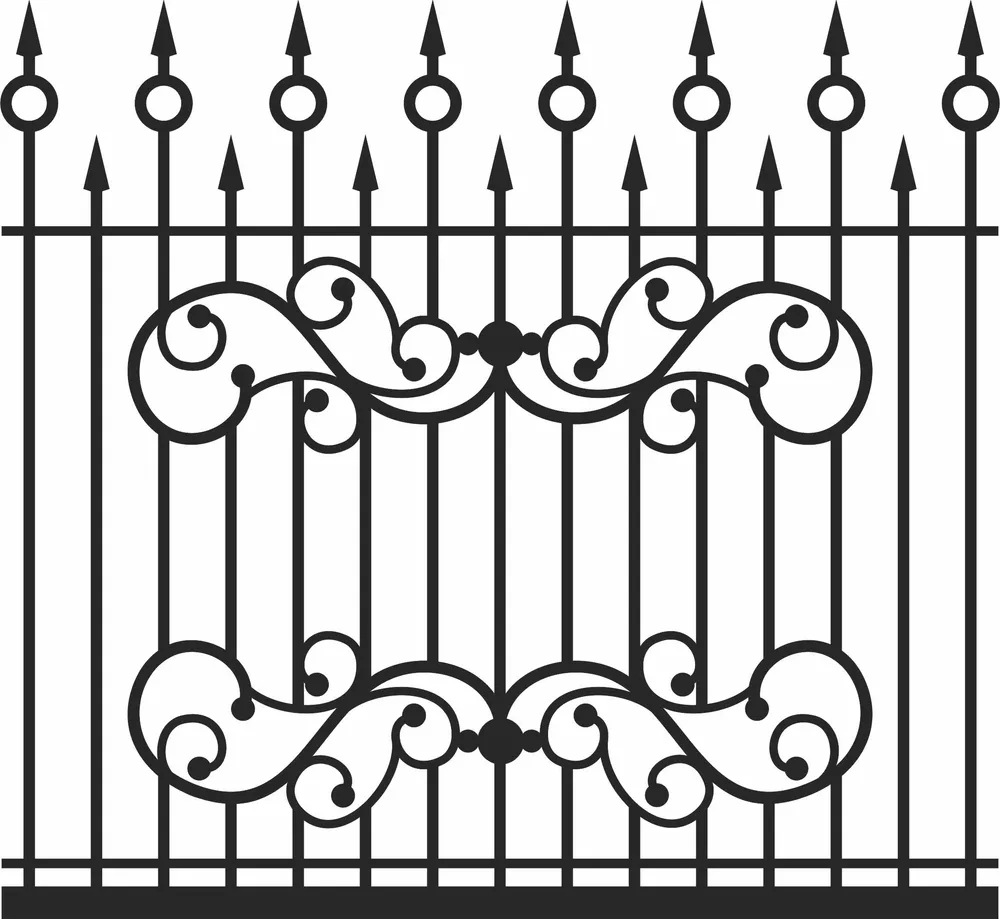 Decorative Fences Gates Clipart — full DXF linework preview
