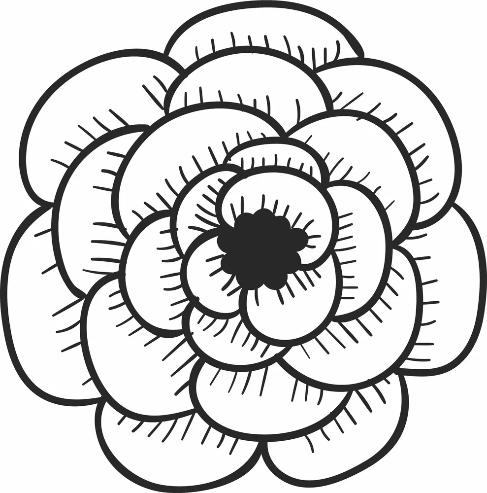 Decorative Flower Clipart — full DXF linework preview