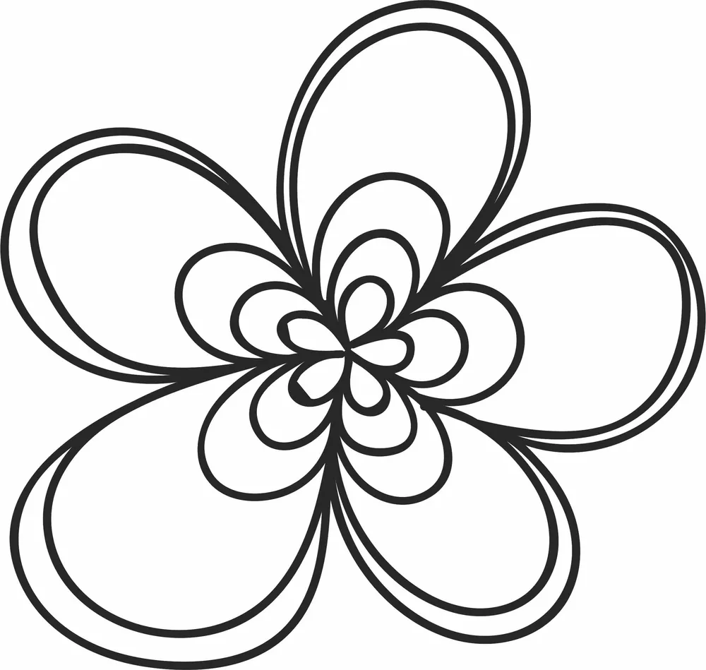Decorative Flower Clipart — full DXF linework preview