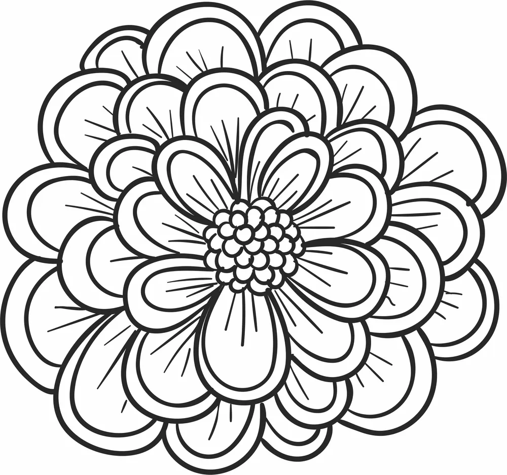 Decorative Flower Clipart — full DXF linework preview