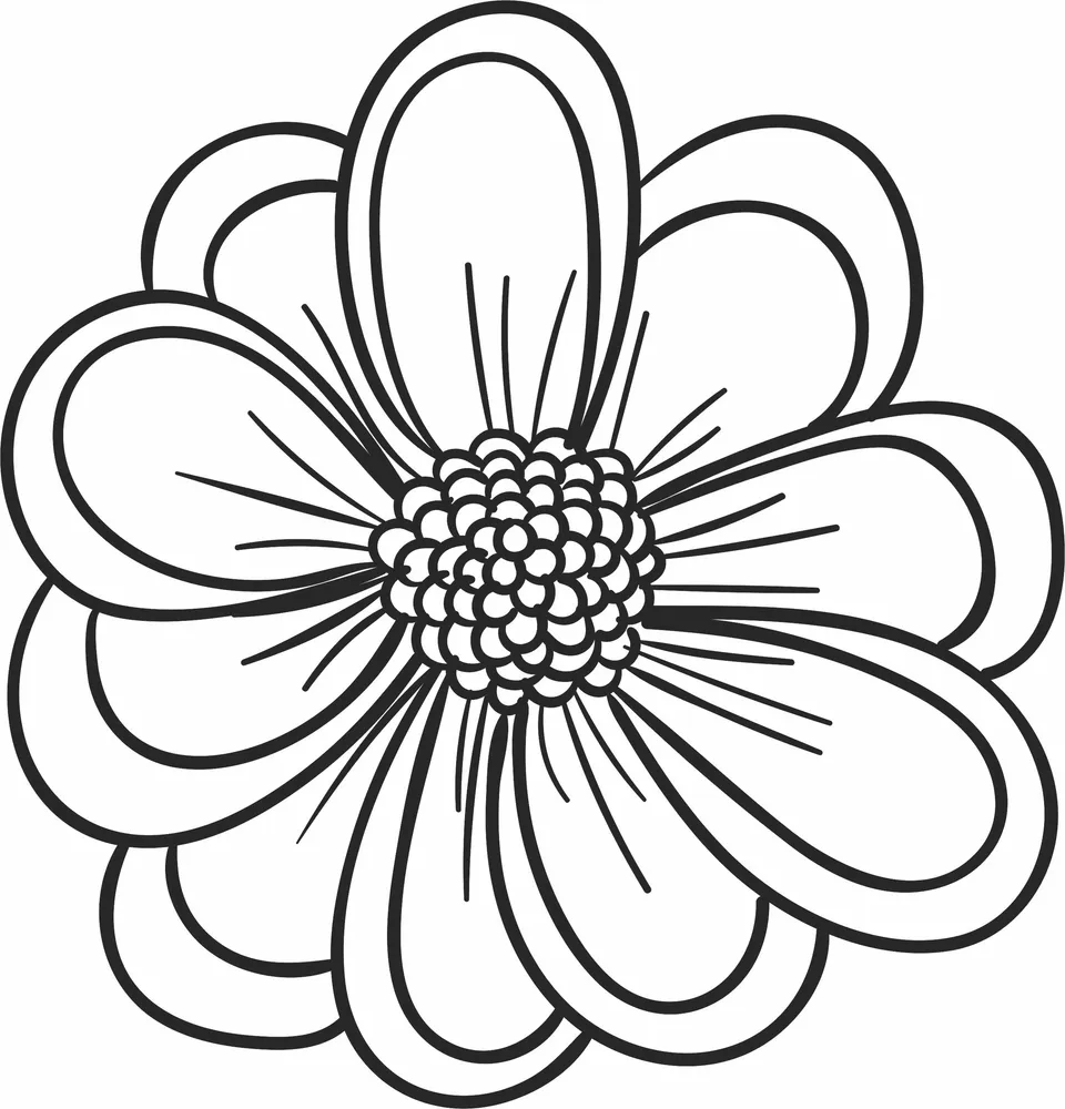 Decorative Flower Clipart — full DXF linework preview