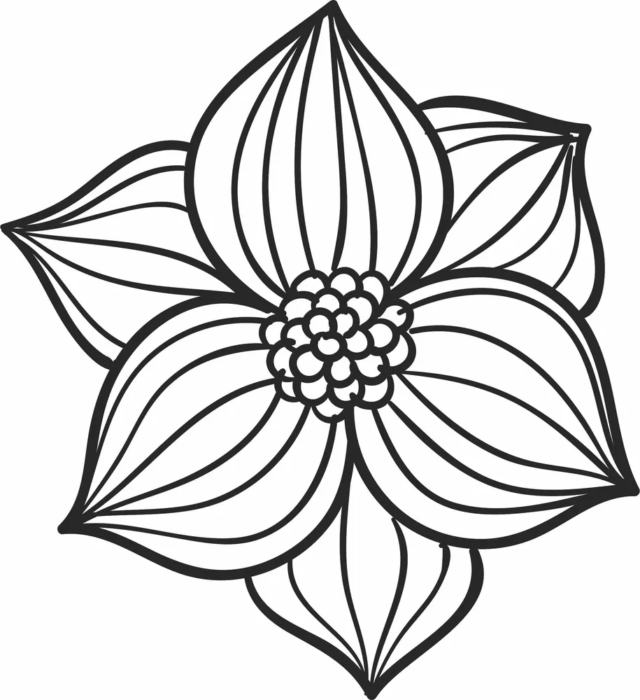 Decorative Flower Decor Clipart — full DXF linework preview