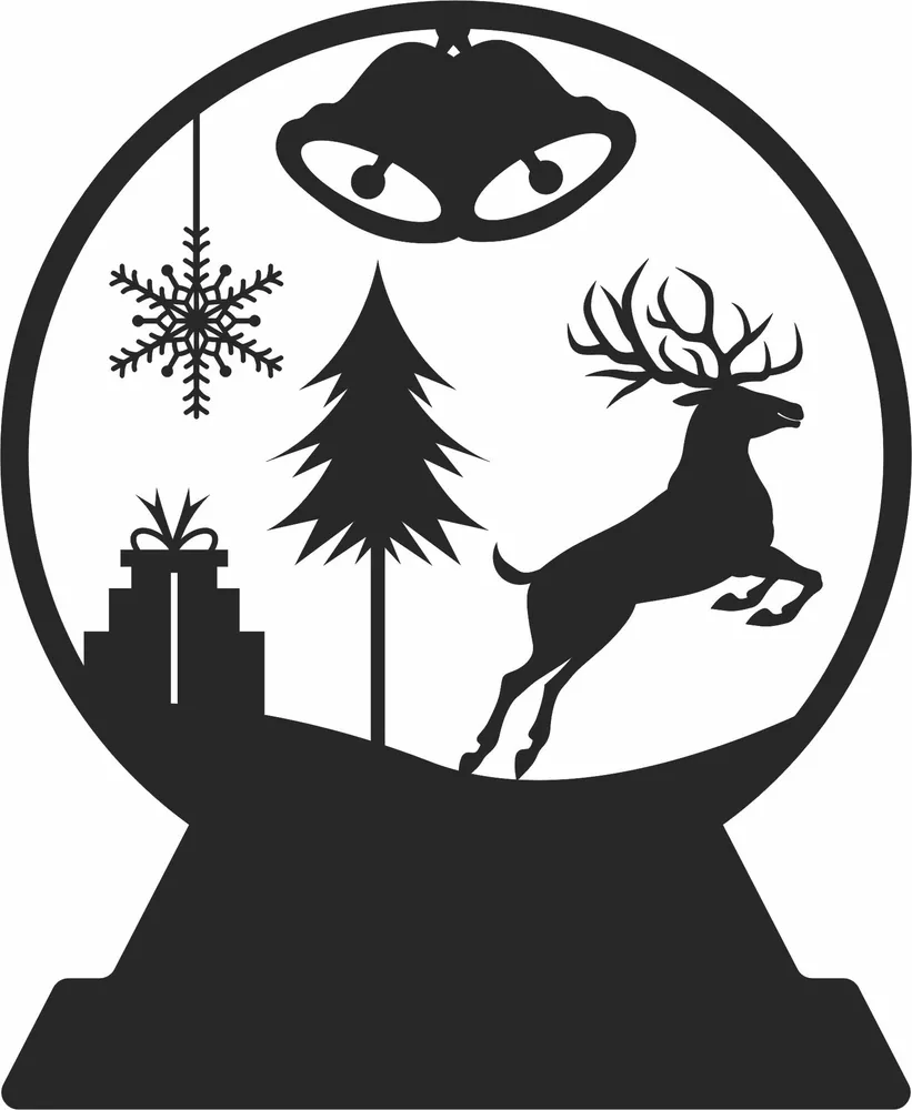 Deer Globe Christmas Ornament — full DXF linework preview