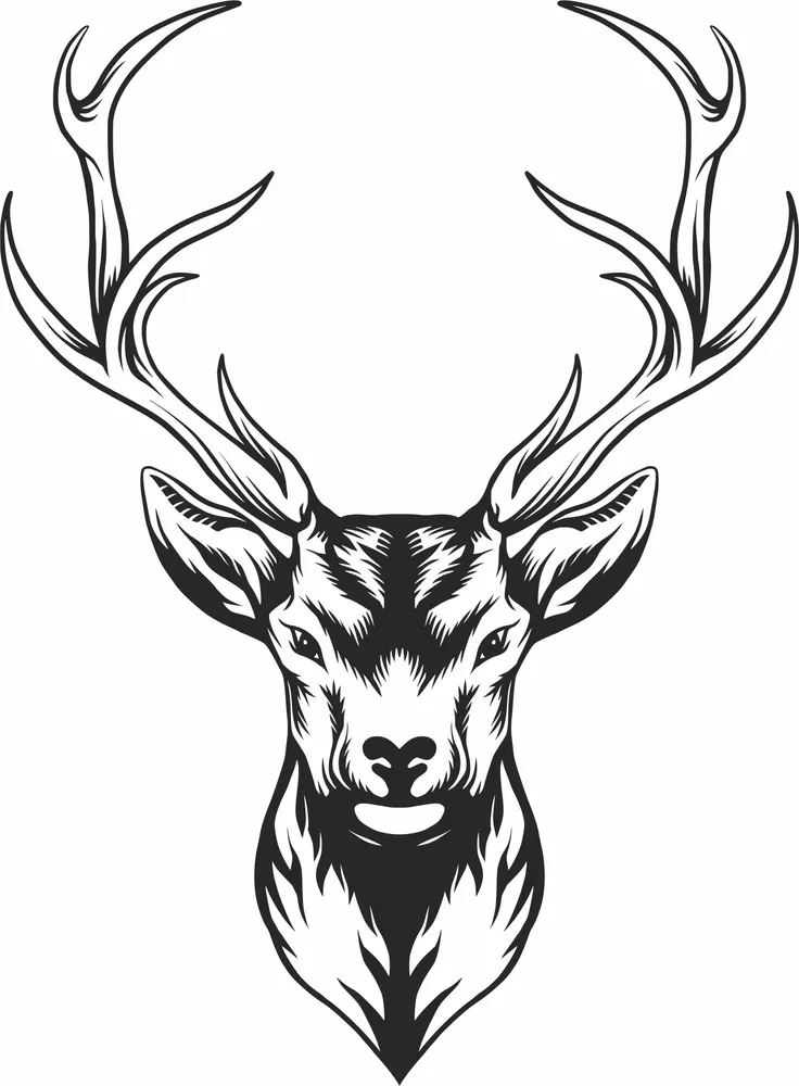 Deer Head Silhouette — full DXF linework preview