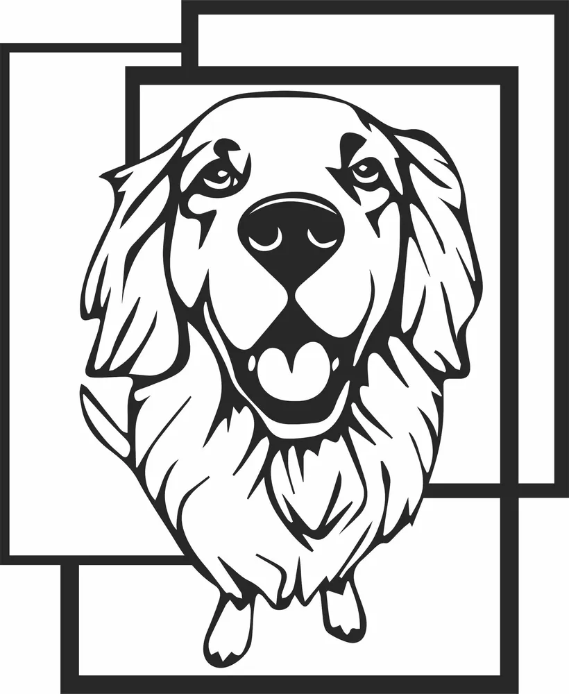 Dog Golden Retriever Wall Art — full DXF linework preview