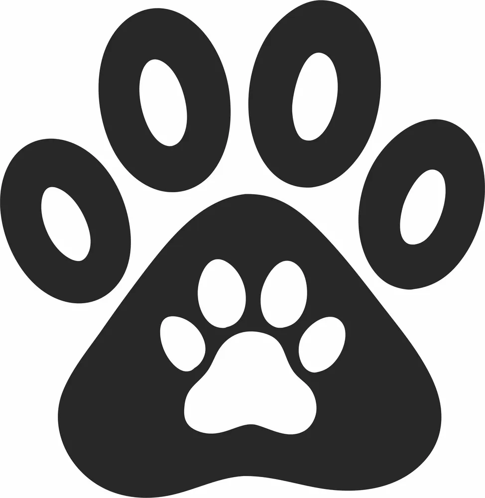 Dog Paw Clipart — full DXF linework preview