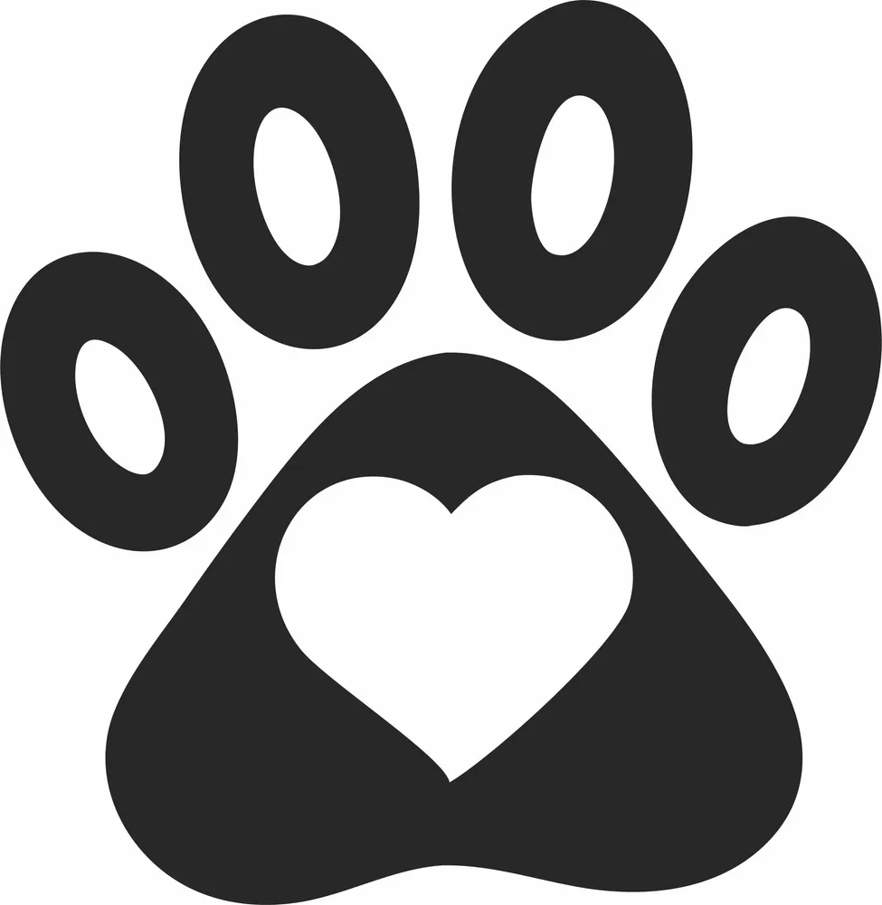 Dog Paw Hearts Clipart — DXF linework preview