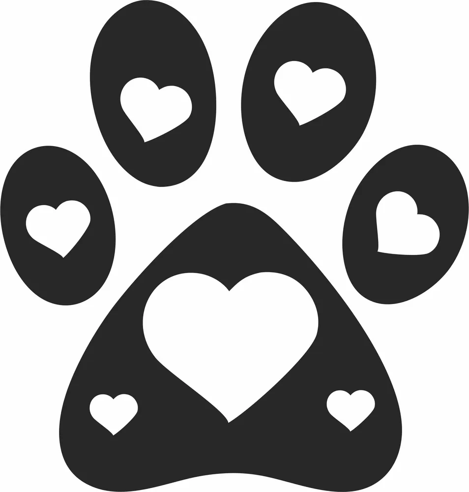 Dog Paw Hearts Clipart — DXF linework preview