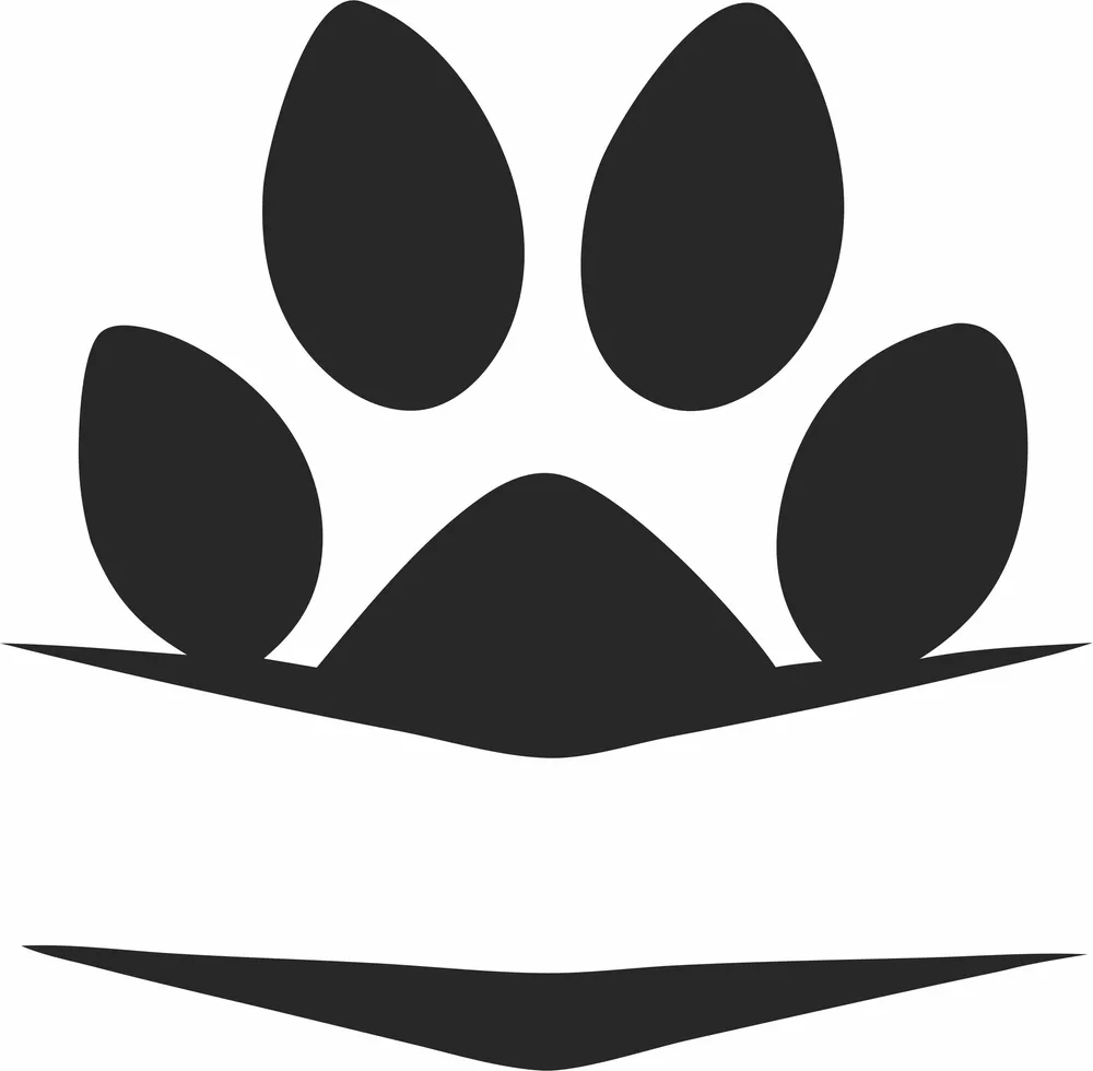 Dog Paw Monogram — full DXF linework preview