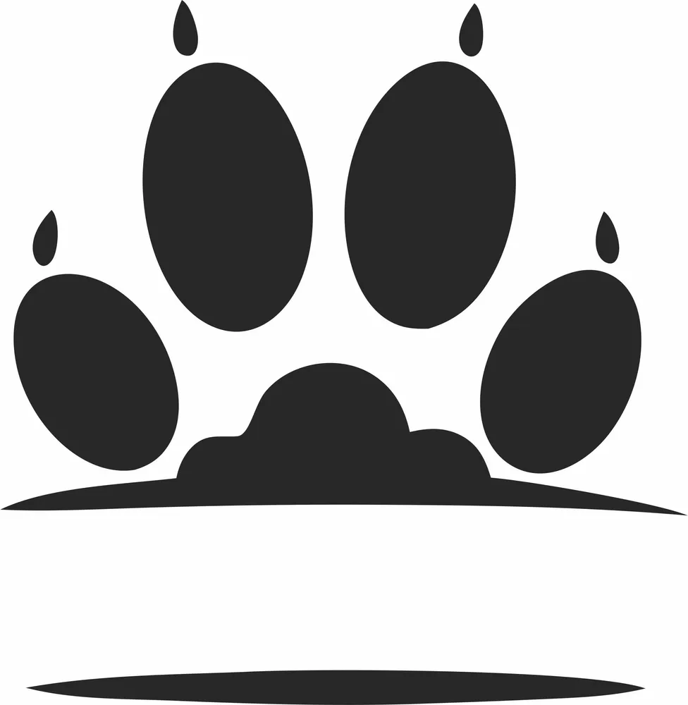 Dog Paw Monogram — full DXF linework preview