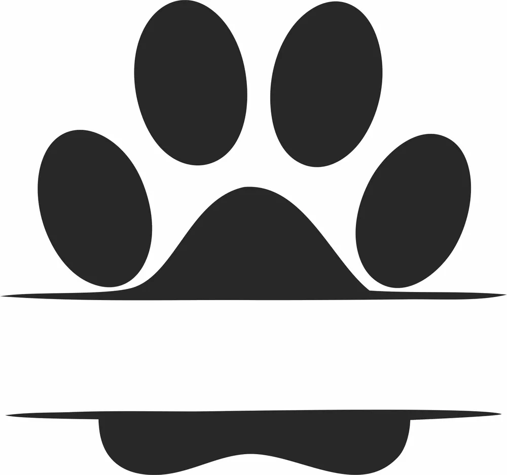 Dog Paw Monogram — full DXF linework preview