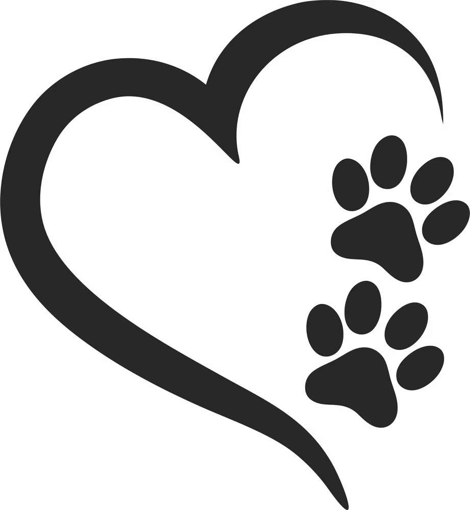 Dog Paws Hearts Clipart — DXF linework preview