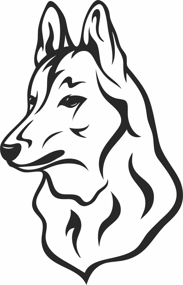 Dog Silhouette — full DXF linework preview
