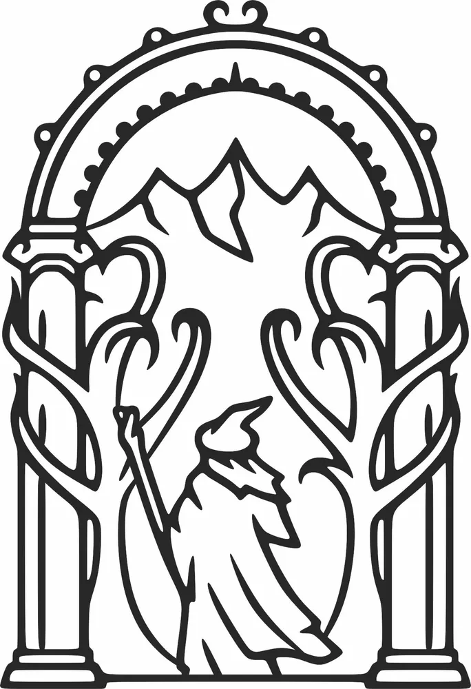 Door Durin Lord Rings Clipart — full DXF linework preview