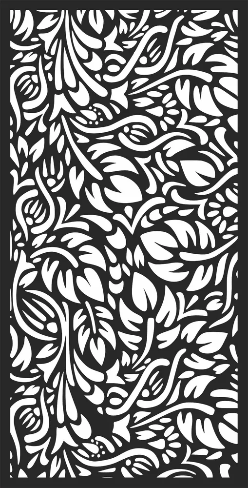 Door Flowers Pattern Wall Art — full DXF linework preview
