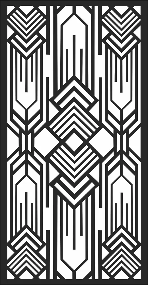 Door Geometric Wall Art — full DXF linework preview