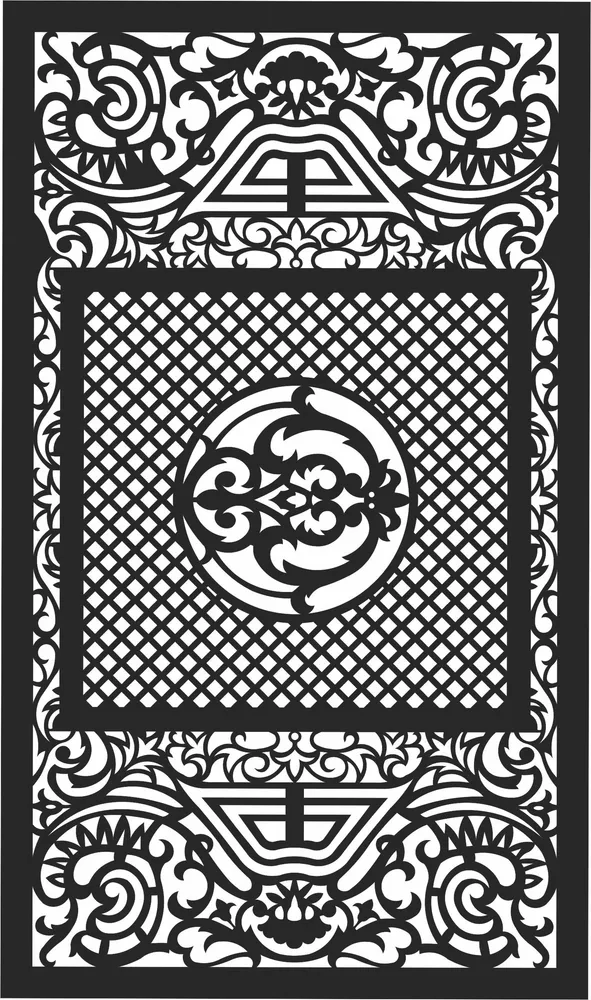 Door Pattern Wall Art — full DXF linework preview