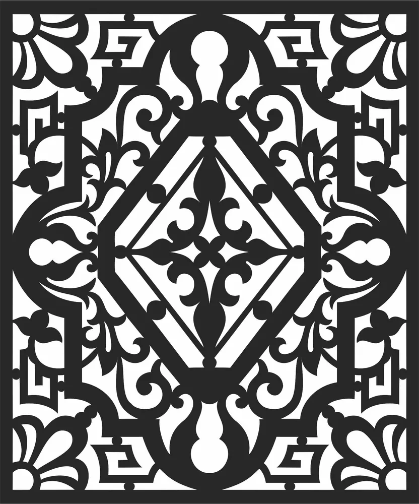 Door Pattern Wall Art — full DXF linework preview