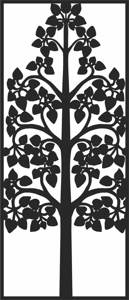 Door Screen Tree Pattern — full DXF linework preview